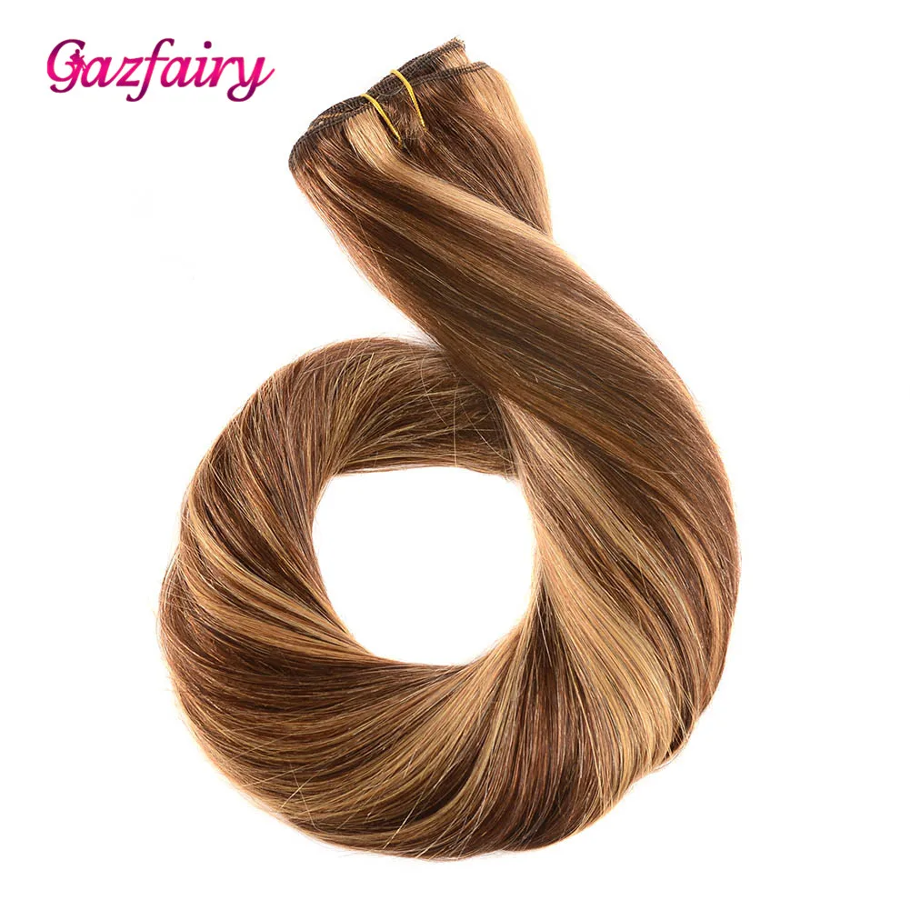Gazfairy шелковистые прямые волосы на заколках 100% реальные Волосы remy 22 'ཆ