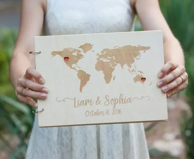 

World Map Guest Book, Travel Journal, Guest Book For Destination Wedding, Personalized Wedding Map, Adventure Book, Guest Book