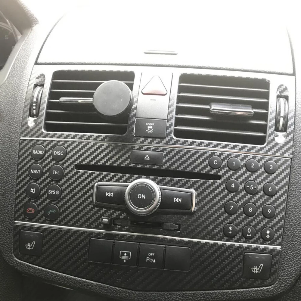 

Carbon Fiber Car Interior Center Console Color Change Molding Sticker Decals For Mercedes Benz C Class W204 2007-2010