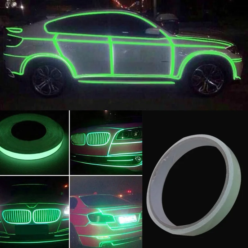 

12mm*3M/25mm*3M/Roll Bright Green Sticker Motorcycle Car Luminous Tape Strip Decal PVC Caution Warning Sticker Safety Supplies