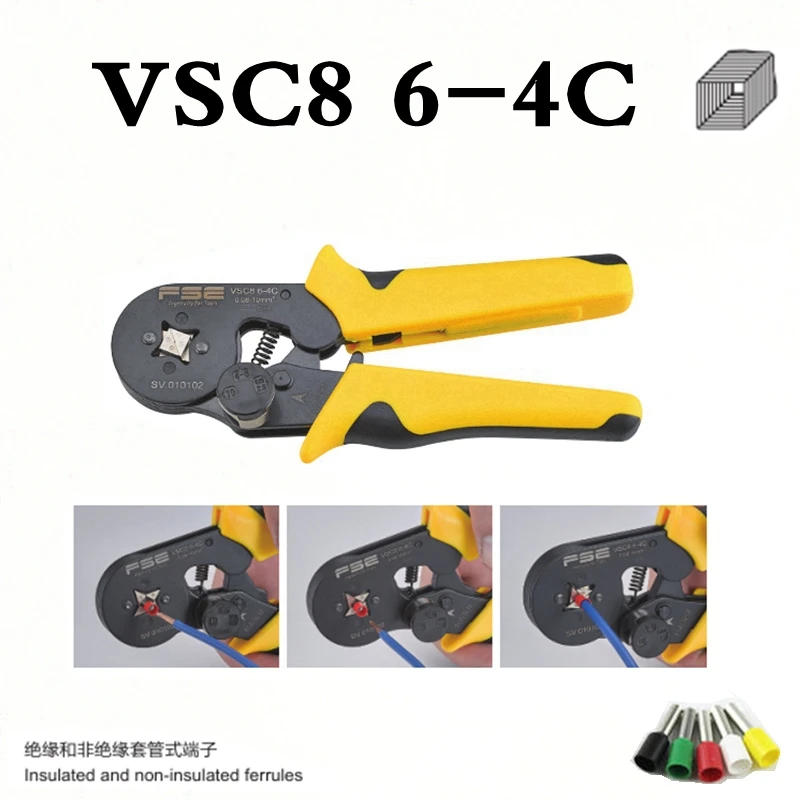 

Обжимные клещи VSC8 10-6A 6-4C VSC9 16-4A 0,08-16 мм2 26-7AWG для трубчатого типа, тип иглы, клеммы, ручные регулируемые инструменты