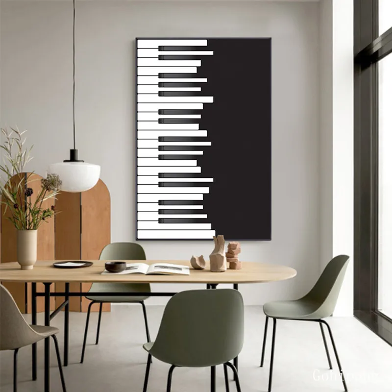 Абстрактная черно-белая печать плаката скандинавские фортепианные картины