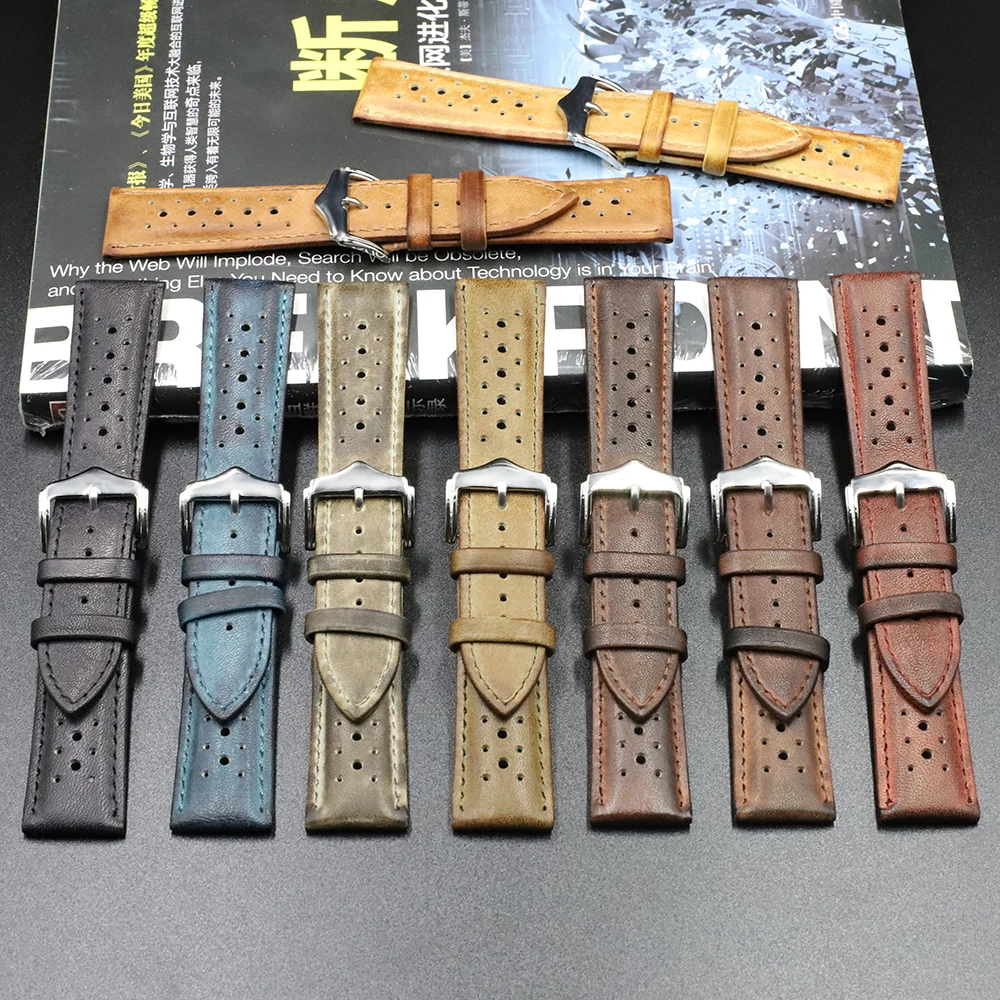 20mm 22mm 24mm Leather Watch Strap Bands Black Blue Brown Multi Colors High Quality Men's Watch Band