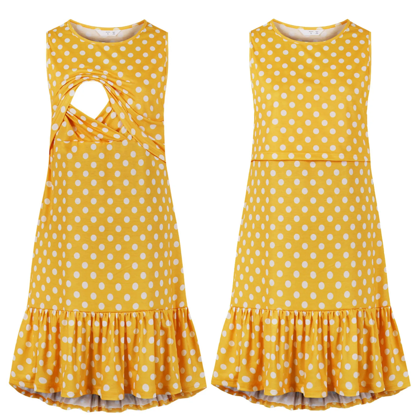 

Платье ISHOWTIENDA для беременных мам для грудного вскармливания длинная юбка без рукавов с оборками в горошек одежда для беременных