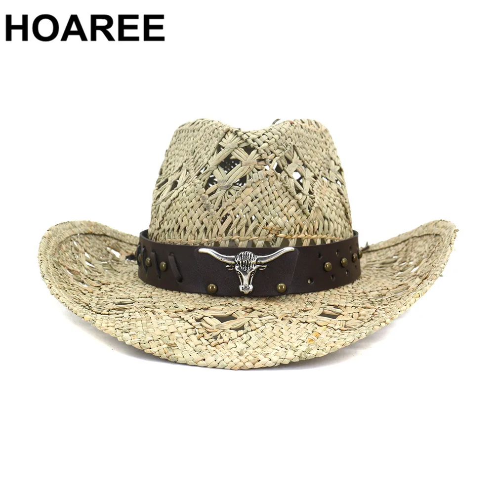 

HOAREE Panama Hats Summer Straw Handmade Women Hat Men Beach Wide Brim Belt Sun Protective Sun Hats Sombreros De Mujer