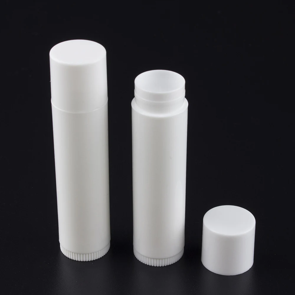 200pcs LB01-4.2g white lip balm tubes empty, PP lip balm containers packaging