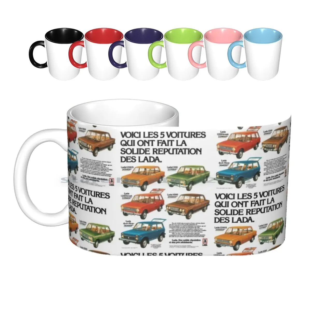 Lada Range Ceramic Mugs Coffee Cups Milk Tea Mug Lada Riva Niva Eastern Bloc East European Communist Bloc Skoda Yugo Trabant