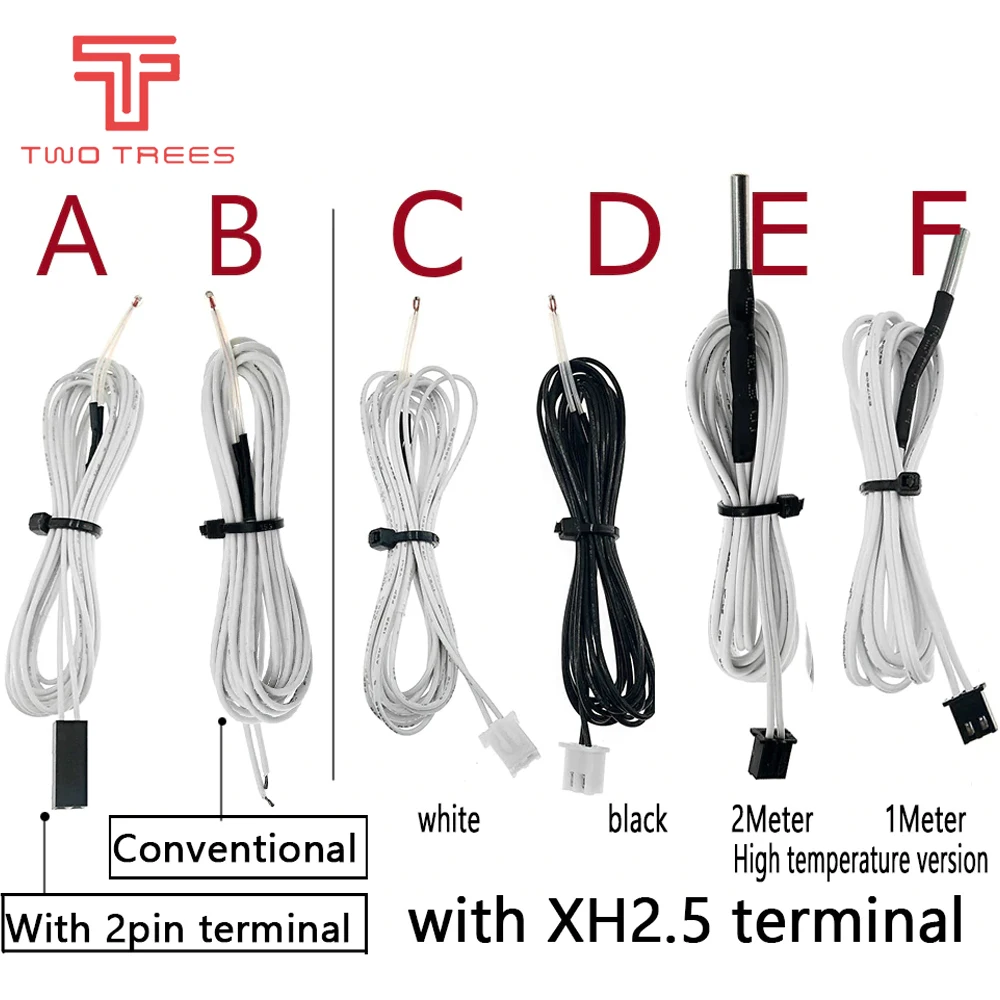 5 шт./лот 100K ohm NTC 3950 Термисторы датчики с кабелем запчасти для 3D принтеров
