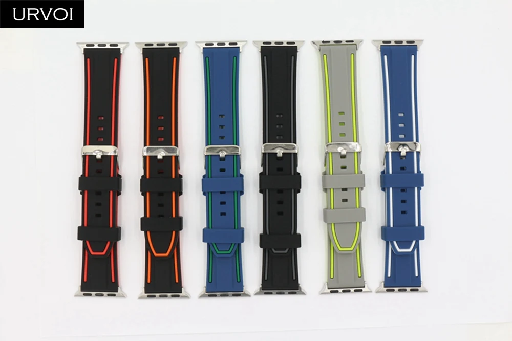 Ремешок URVOI для apple watch 7 6 SE 5 4 3 спортивный мягкий силиконовый сменный Браслет iWatch +