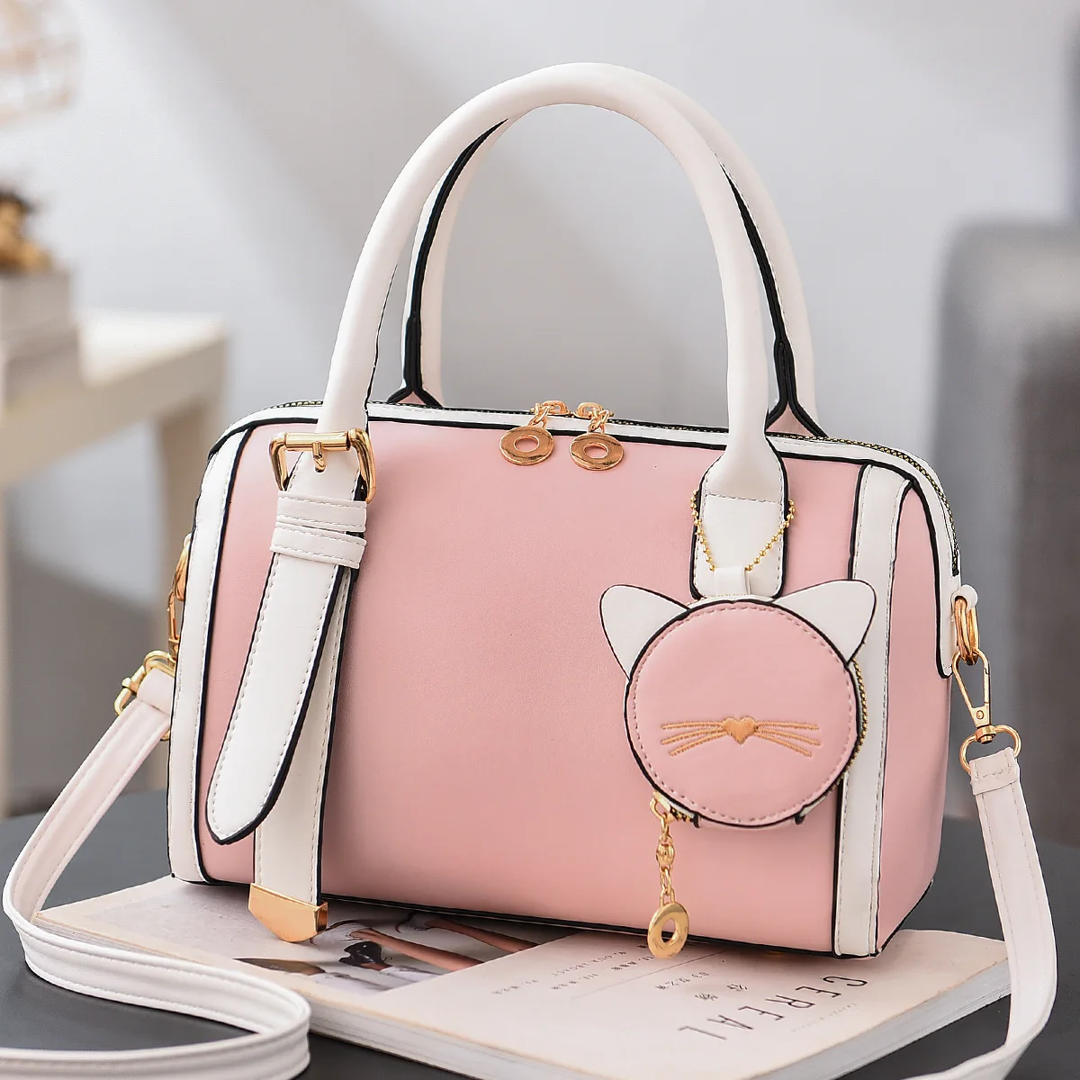 

Bag Female 2020 New Female Bag Fashionable Atmosphere Boston Pillow Bag Leather Shoulder Messenger Handbag