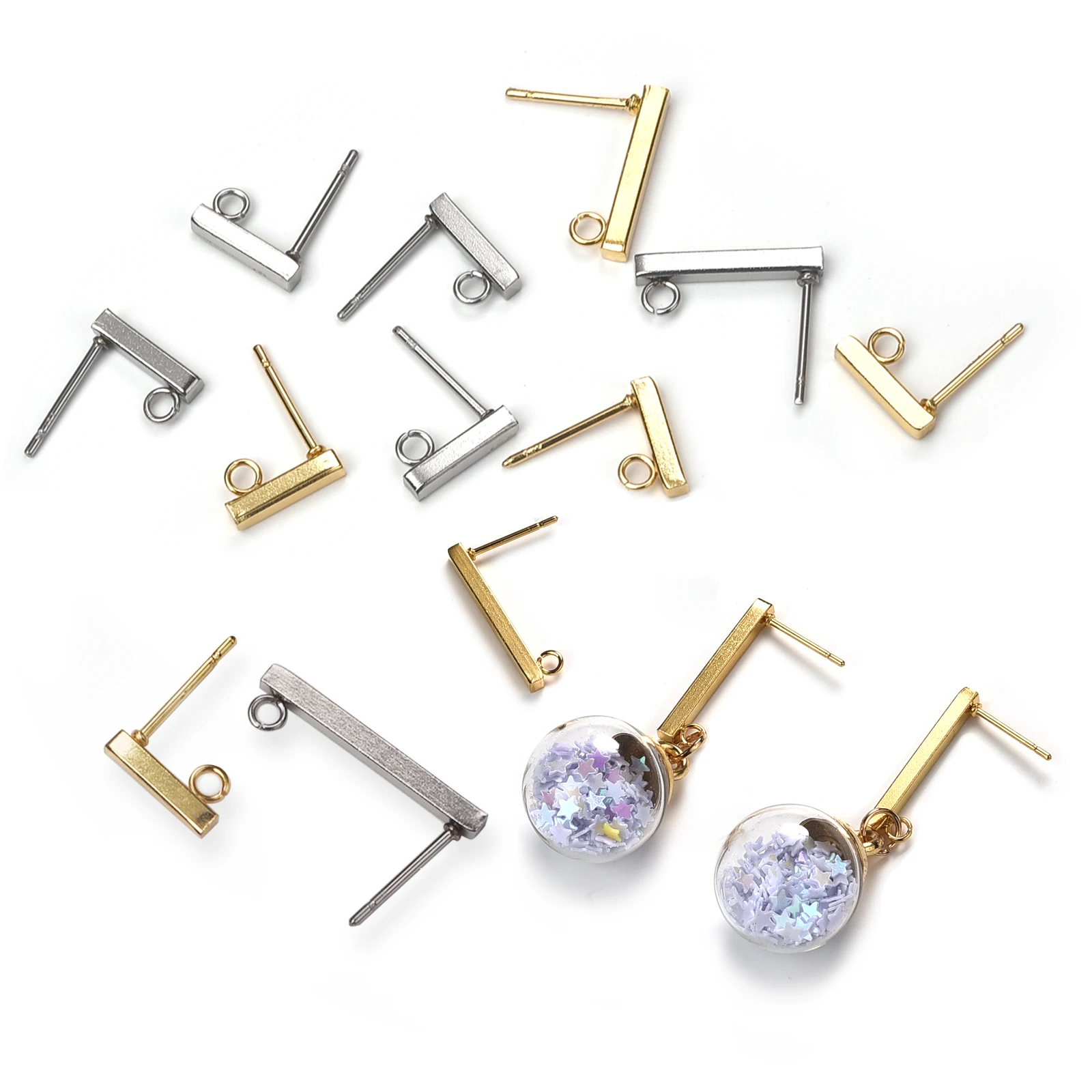 

Серьги-гвоздики из нержавеющей стали в форме буквы т, 20 шт.