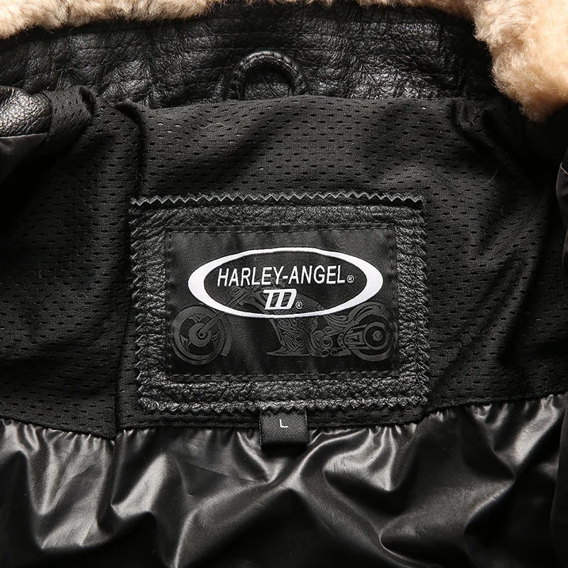 

2021 fashion winter down fur collar black men's cowskin soft shell pilot jacket leather coat men