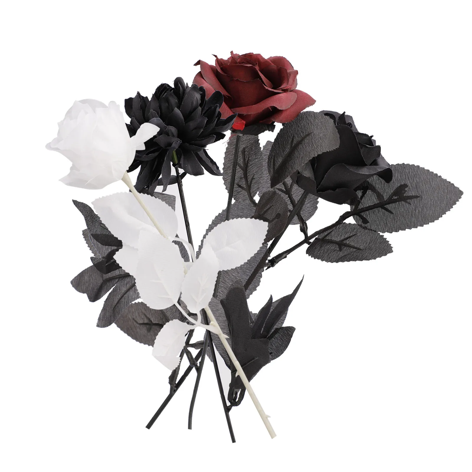 

Artificial Black Rose Bouquet Halloween Single Branch Home Flower Arrangement Photo Props Home Office Party Decorations
