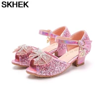 skhek princess girls party shoes children sandals sequins high heels shoes peep toe summer kids dance shoes girls sandals