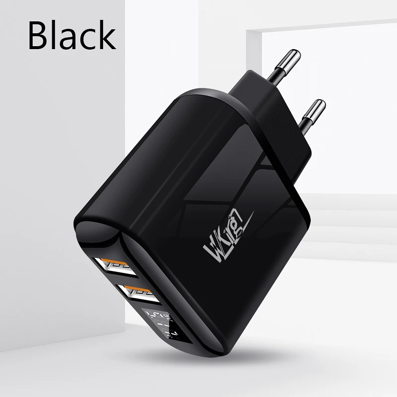 VVKing 18 Вт Быстрая зарядка 3,0 быстрое зарядное устройство HD Смарт-дисплей ЕС Разъем для iPhone X samsung Xiaomi huawei 2 USB QC3.0 зарядное устройство адаптер