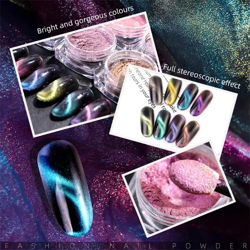 3D кошачий глаз ультратонкий Блестящий Порошок для ногтей Магнитный Сияющий