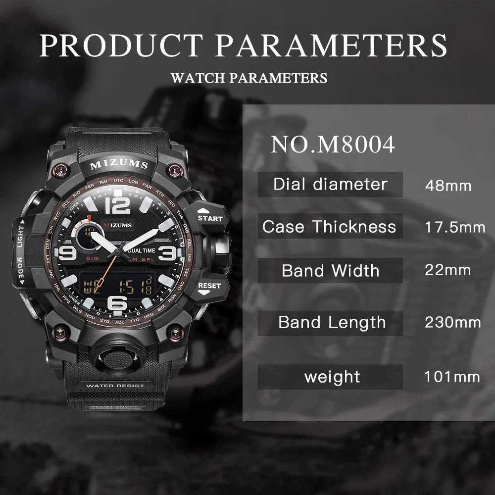 MIZUMS цифровые военные армейские мужские популярные часы водонепроницаемые