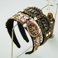 new arrived luxury rhinestone baroque headband crystal pearl bling hairband handmade women elegant hair accessories