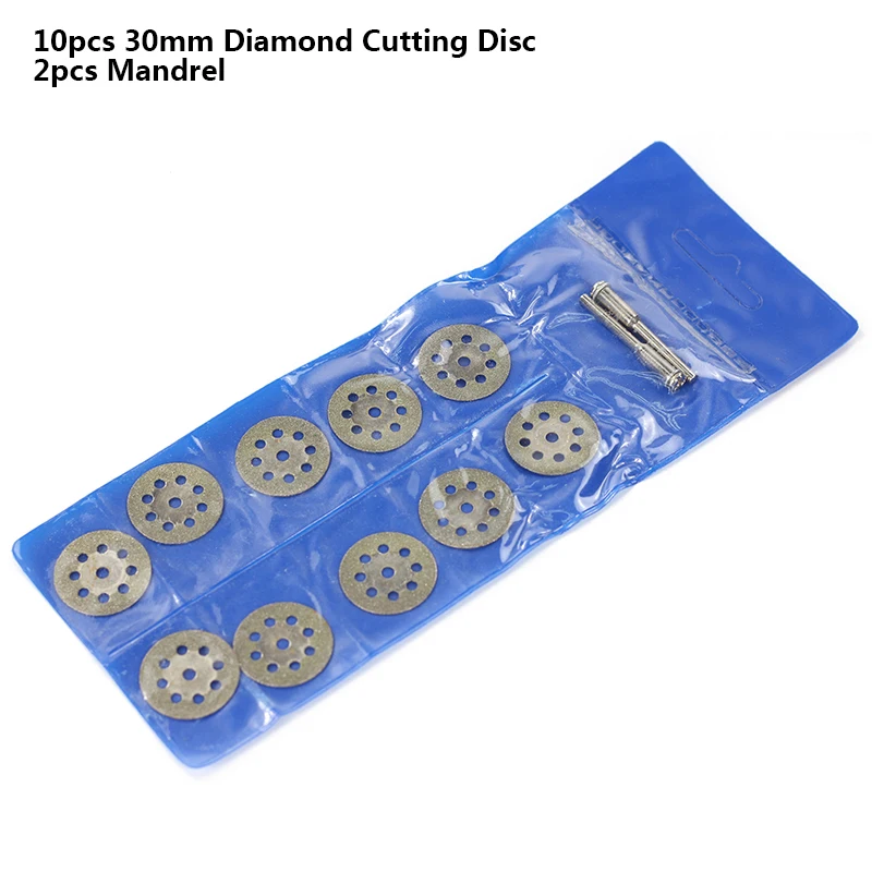 10pcs 30mm 10 шт. 20 мм/22 мм/25/30 мм Мини Алмазные Dremel отрезной диск с оправки полотна циркулярной пилы алмазное шлифовальное колесо комплект принадлежностей для вращающихся инструментов Dremel - Цвет: 10pcs 30mm