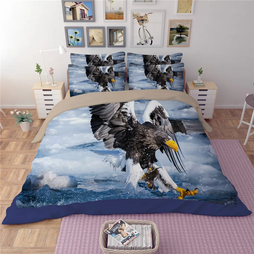 

3/4Pcs Kids Boys 3D Owl Tigers Black Blue Bedding sets King Queen Twin size Bed set Duvet cover Bed sheet/linen set Pillowcases