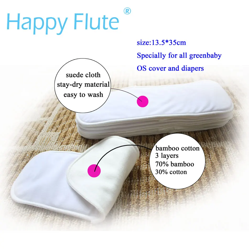 Happy Flute Hook& Loop OS детские тканевые подгузники с или без бамбуковой хлопковой вставки, водонепроницаемый дышащий s m& L регулируемый