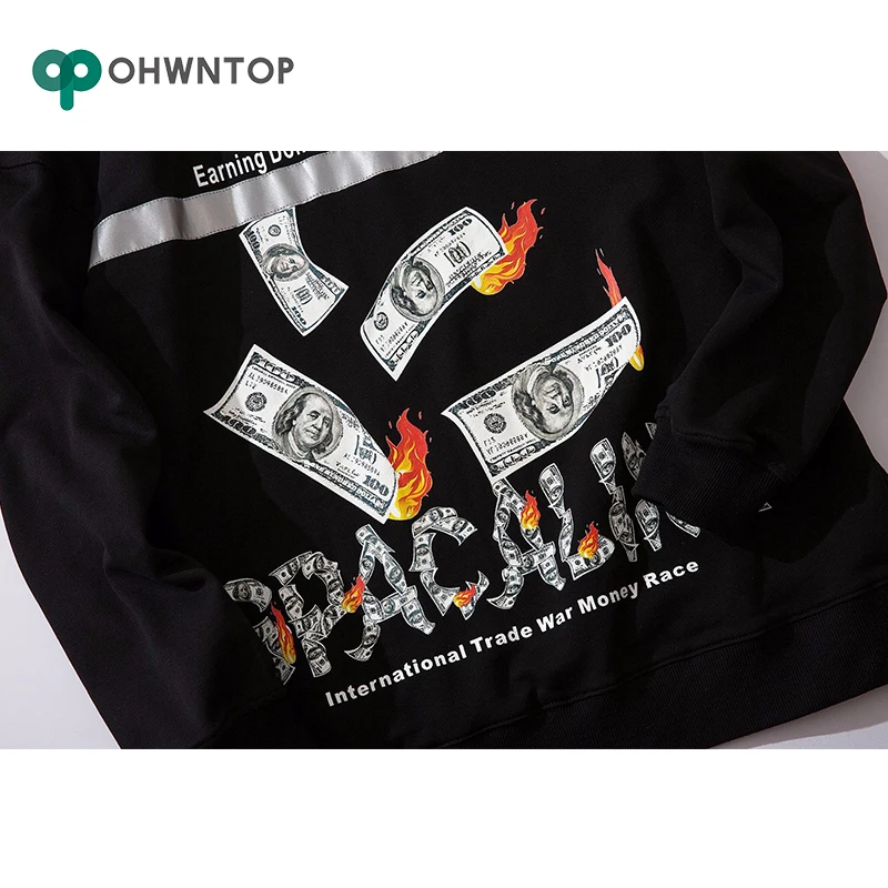 

Fashion Spoof Money Print Hoodies Men Streetwear Hooded Sweatshirt Couple Hoodies Hip Hop Casual 2019 Autumn Male Hoodies Red