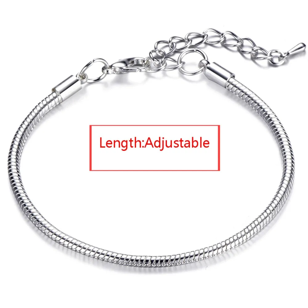 adjustable Высокое качество 17-21 см посеребренный Змеиный браслет-цепочка Подходит для европейских браслетов-шармов для женщин DIY Изготовление ювелирных изделий - Окраска металла: adjustable