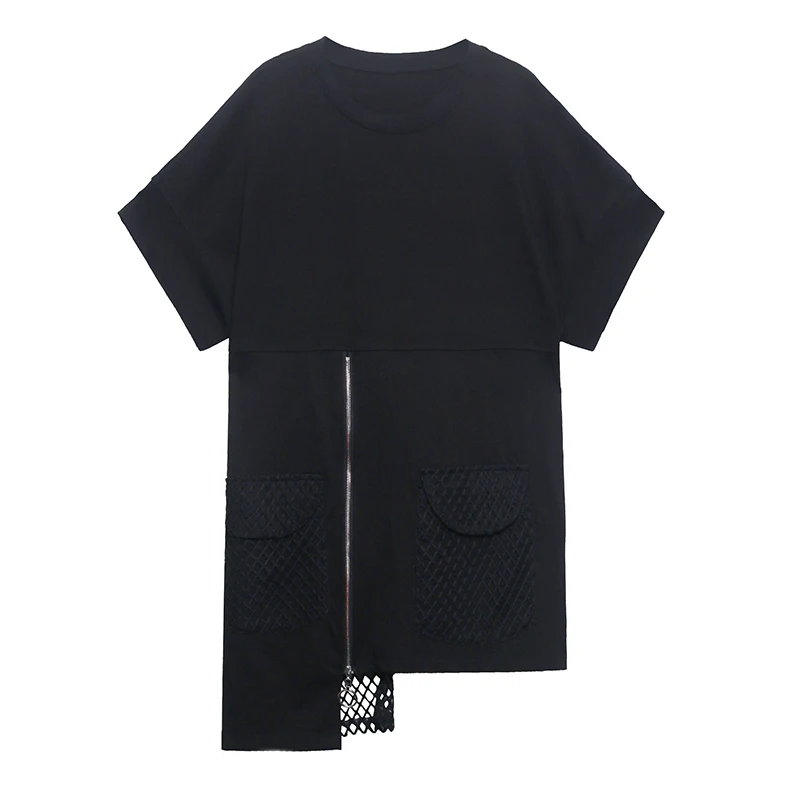 

kywommnz Short-sleeved 2021 New Women's TShirt Summer Mid-length Loose T-shirt Fashion Stitching O-Neck Streetwear T Shirt E500