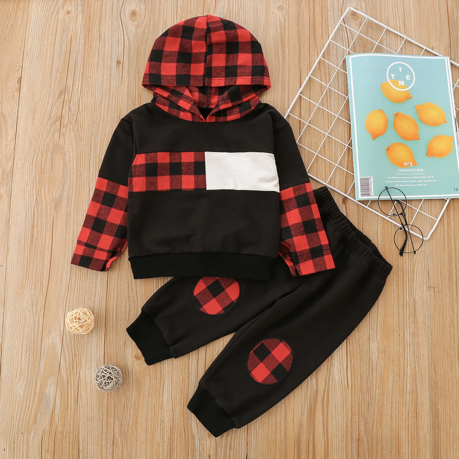 

Спортивный костюм для мальчиков, спортивная одежда, свитшоты, комбинезоны, повседневный костюм из двух предметов, комплекты одежды, клетчат...