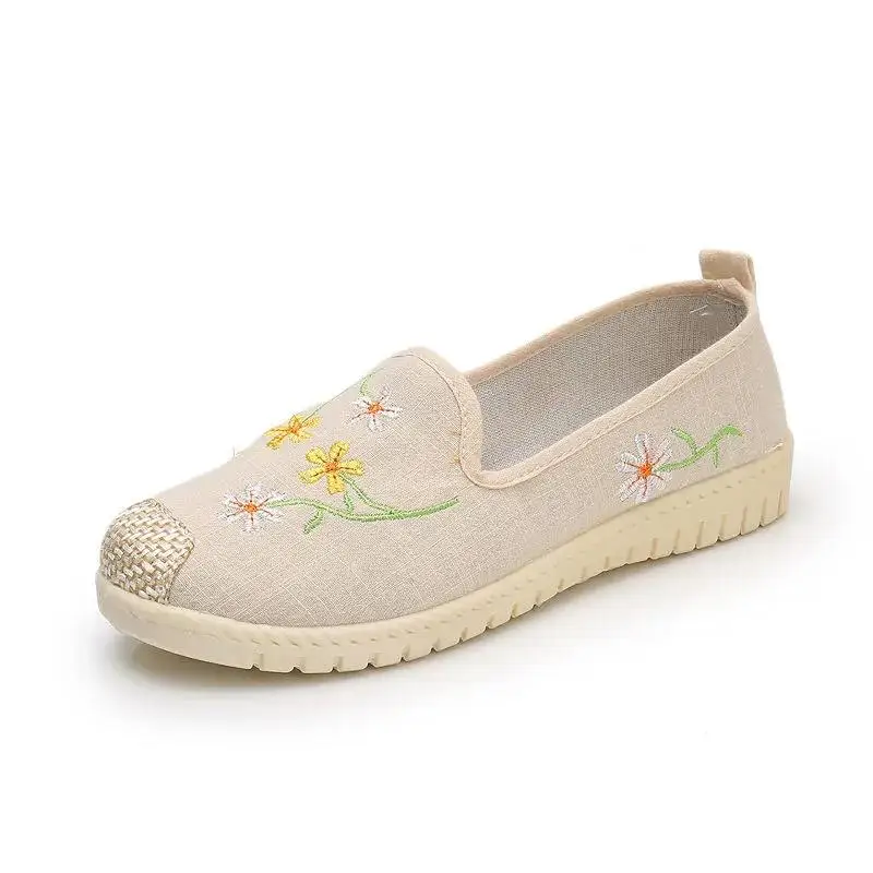 

Cresfimix Women Fashion Sweet Pink Canvas Spring Slip on Flat Loafers Lady Casual Beige Anti Skid Ballet Dance Shoes A9802