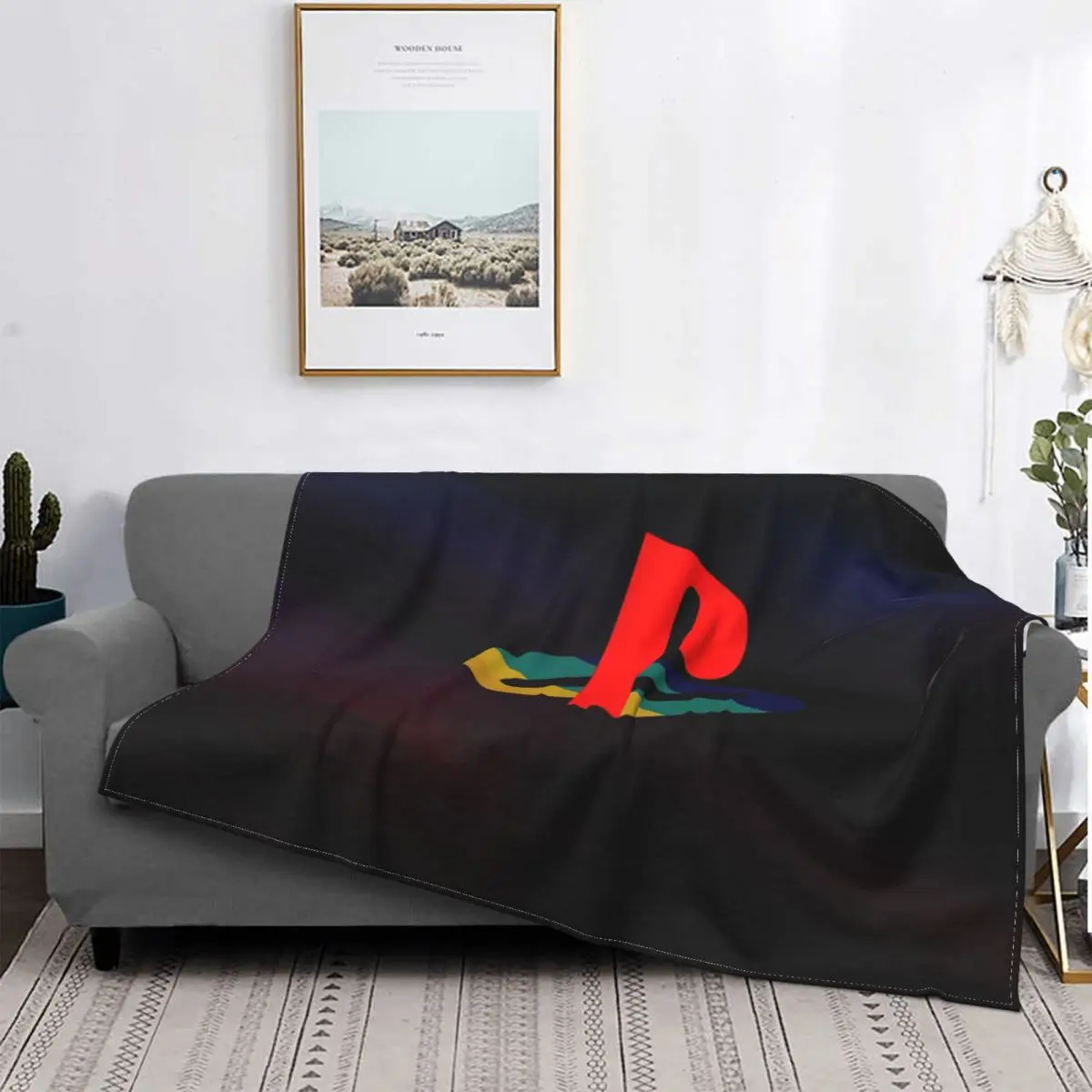 Alfombra de Playstation para sala de estar, manta de franela, cubierta de cama caliente, de lujo-0