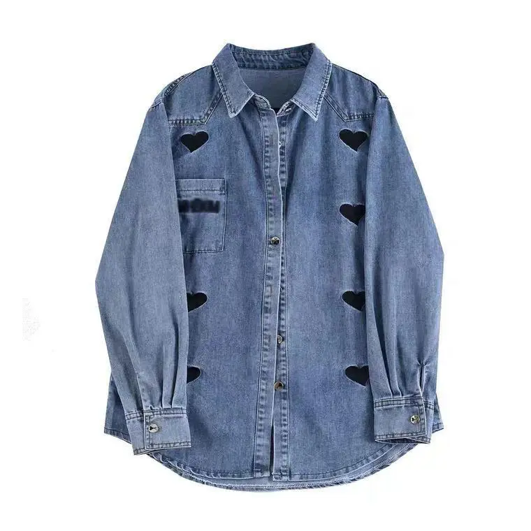 

Embroidered blue denim shirt for women's design
