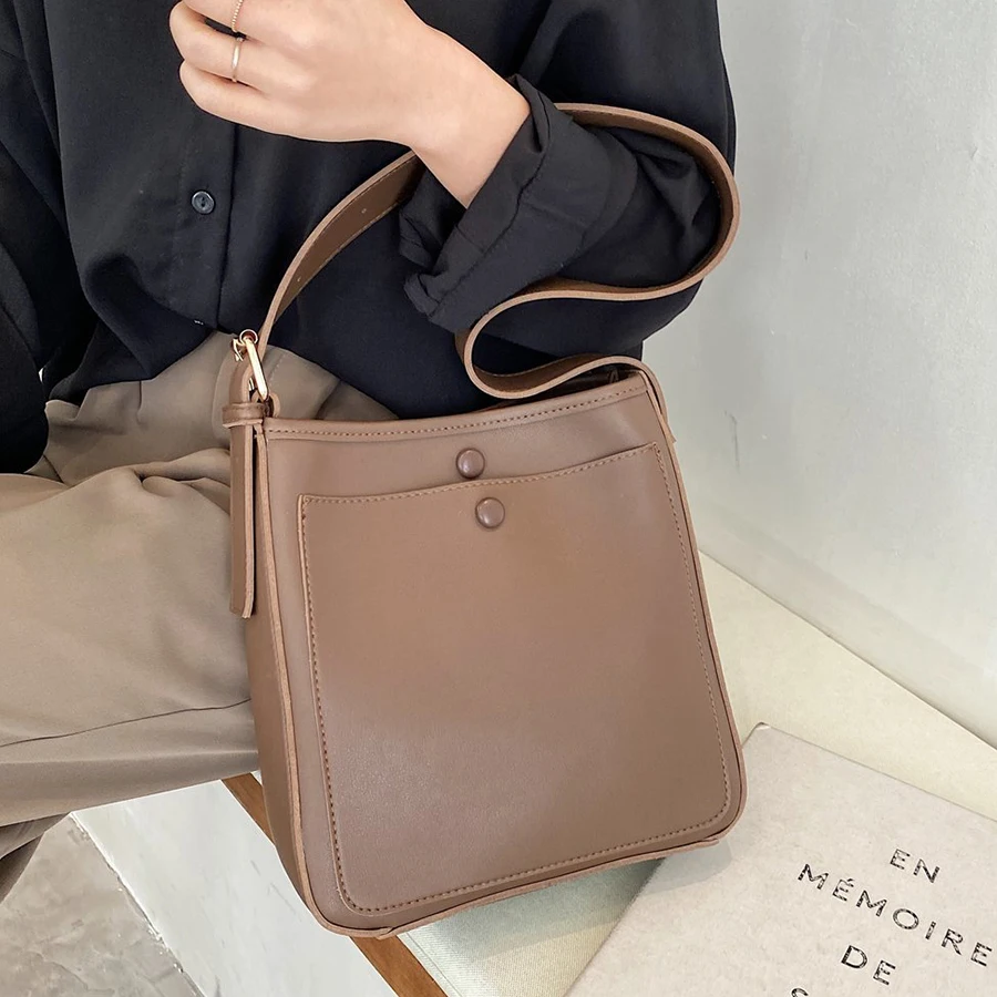 

Vintage Small Shoulder Bag Leather Soft Bucket Crossbody Bags for Women for Women 2021 Luxury Women's Handbag Fashion Hand Bags