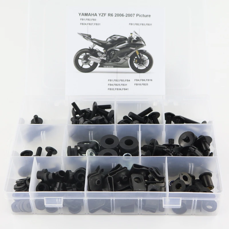 

Комплект болтов для полного обвеса мотоцикла Yamaha YZF R6 YZFR6 YZF-R6 2006-2007, крепежные клипсы, быстросъемные гайки, болты для боковых крышек
