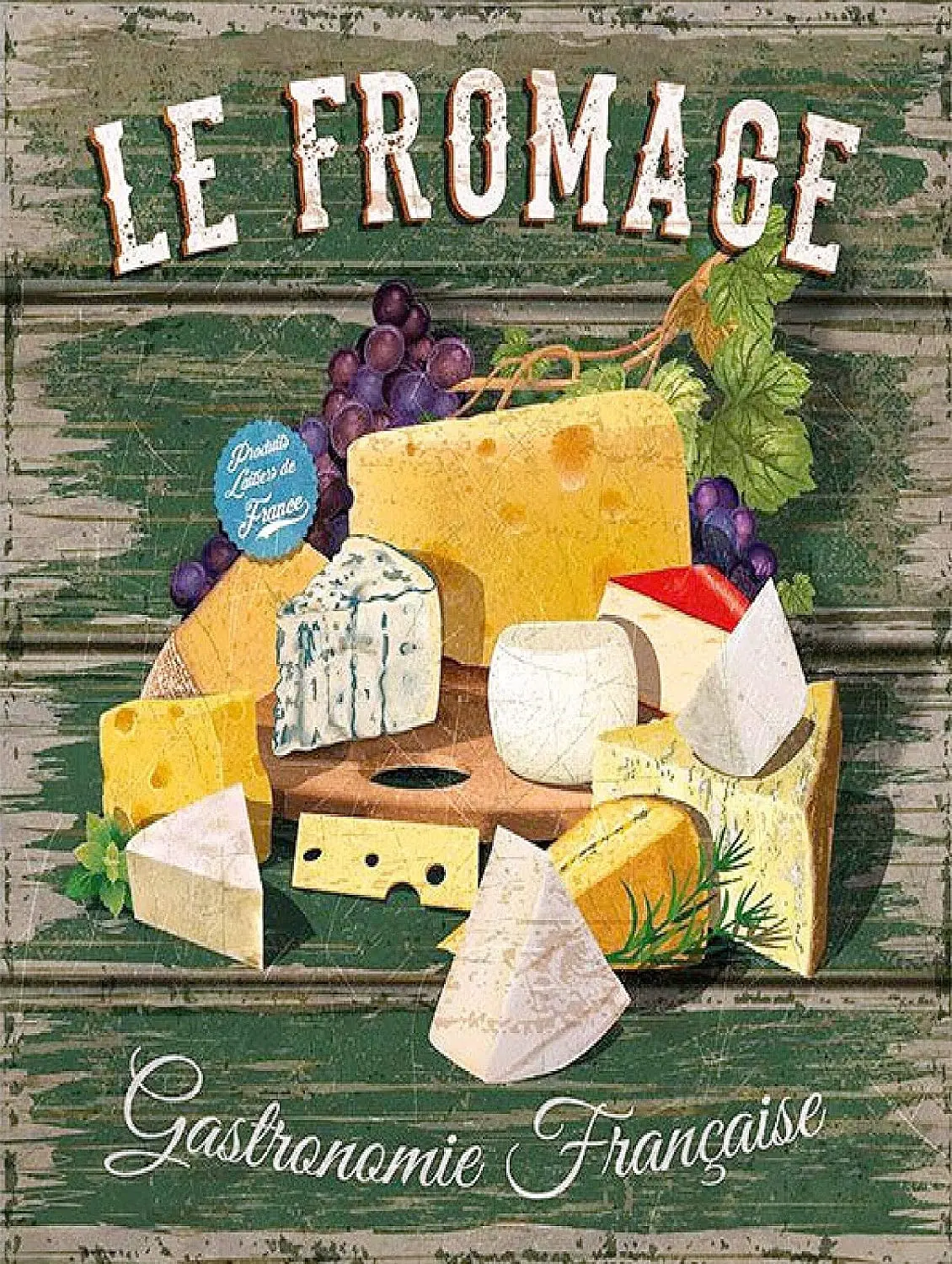 

Le Fromages 8"x12"Metal Aluminum Sign for Men Women,Wall Decor for Bars,Restaurants,Cafes Pubs