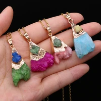 2021 best selling natural agate crystal bud gold plated pendant diy necklace bracelet size 18x38x12mm chain length 405cm gift