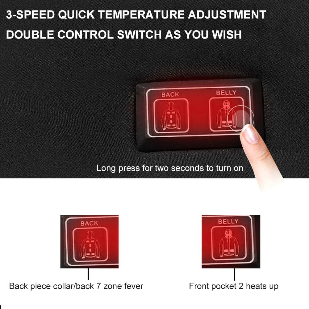 

9 Zone Heating Clothing Dual Control Thick Heating Jacket USB Heating Three-Speed Electric Heating Super Size For Outdoors