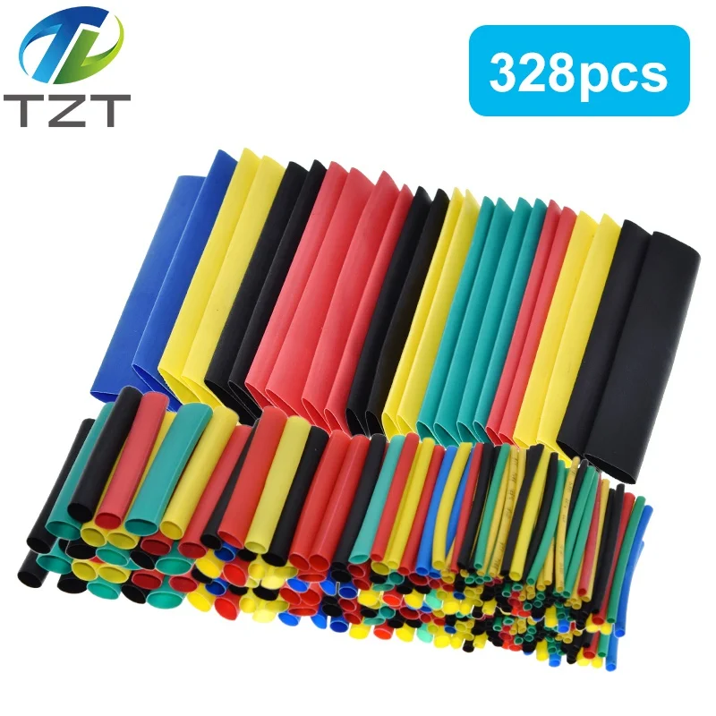 328 шт. термоусадочные трубки изоляционные ассортимент 2:1 красочные обертывания