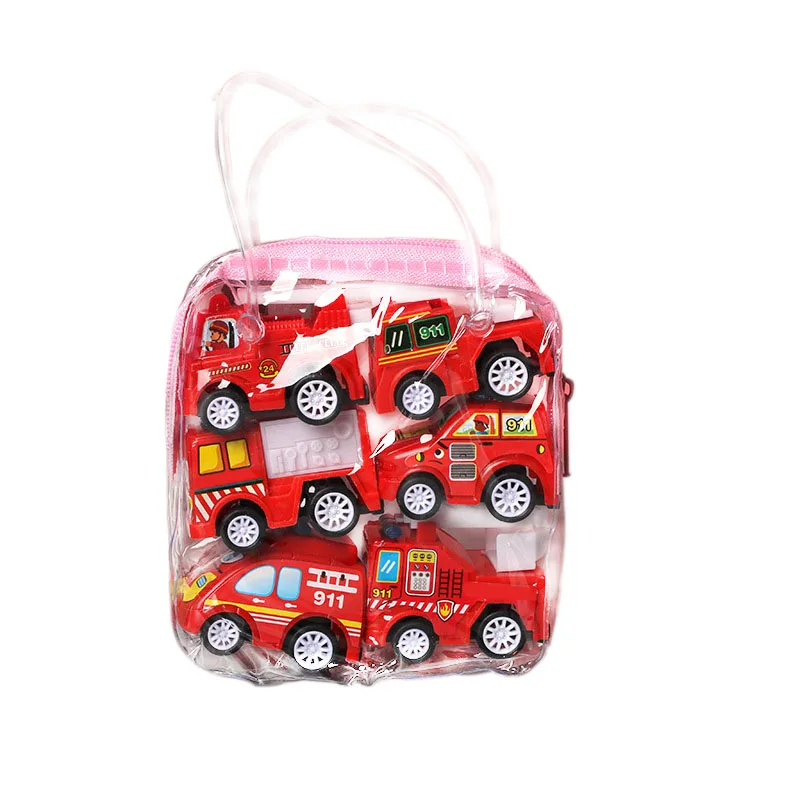 

6pcs Car Model Toy Pull Back Car Toys Mobile Vehicle Fire Truck Taxi Model Kid Mini Cars Boy Toys Gift Diecasts Toy For Children