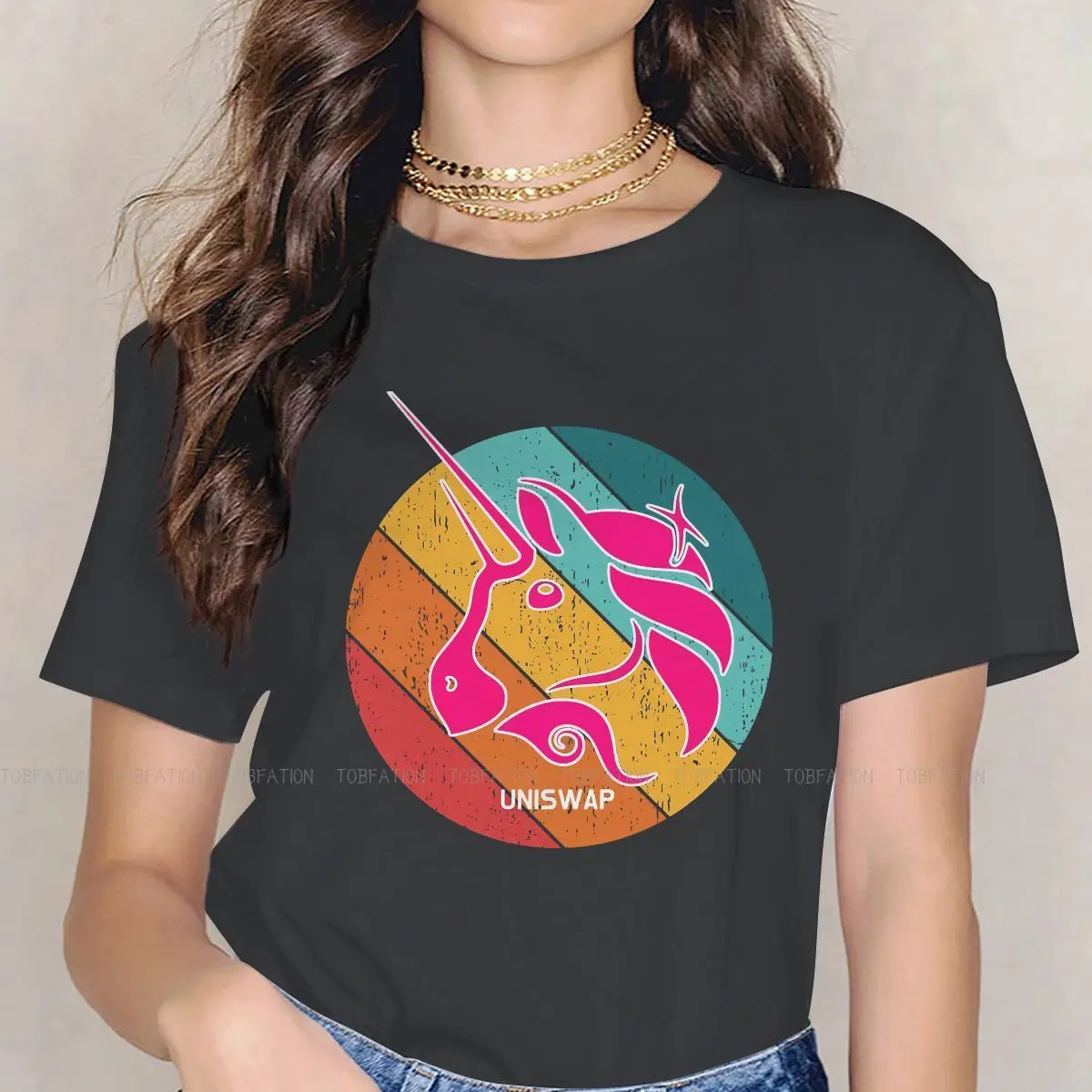 

UNI Grunge Современная женская футболка Uniswap криптовалюты майнеры для девочек футболки Kawaii топы Базовая футболка Свободная 5XL хипстер