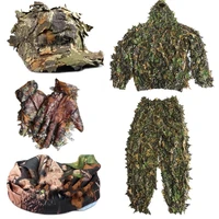 cs 3d leaf yowie sniper clothes 5pcs ghillie suit jungle cap camouflage glove scarf for military hunting
