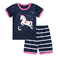 kids girls summer sleepwear suit cotton short sleeves t shirt and shorts cute cartoon pajamas set toddler girl clothes outfits