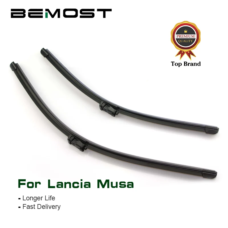 

BEMOST Car Windscreen Wiper Blades Natural Rubber For Lancia Musa 23"+15",Fit Push Button Arm 2007 2008 2009 2010 2011 2012 2013