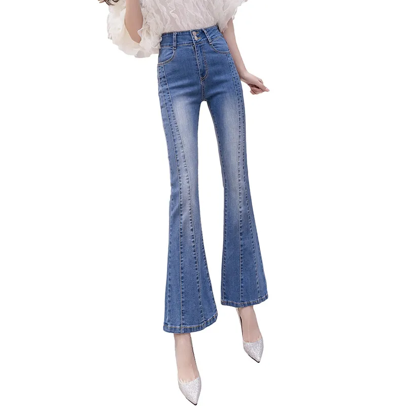

High-waisted Jeans Women 2020 Spring Autumn New Korean Fashion Wild Denim Flare Pants Slim Stretch Jeans Trumpet Trousers Y39