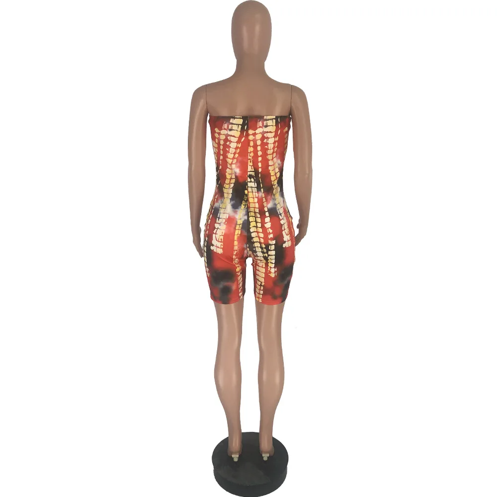 

HAOOHU Women Summer Beach Tie Dye Print Two Piece Set Bodycon Midi Strapless Mini Dress Long Outcoat Tracksuit Outfits