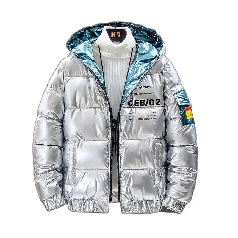 Зимние мужские куртки с капюшоном зимние для мальчиков серебристые пальто