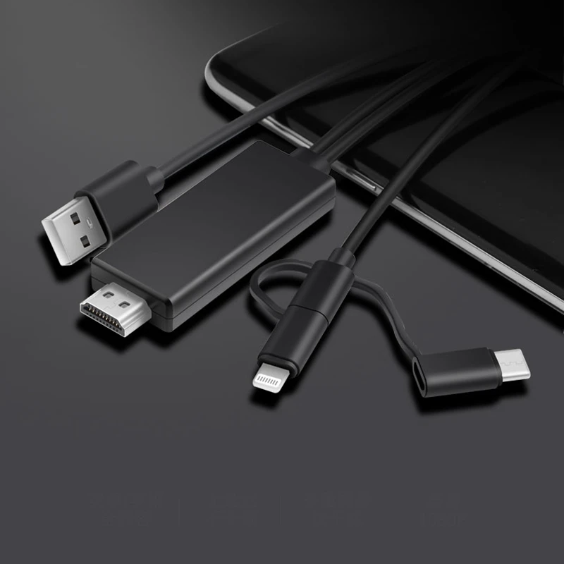 USB-HDMI зеркальный литой кабель с аудио MHL для Ios Phone Pad Интерфейс Android Phone To светодиодный tv Micro-usb type C To HDMI