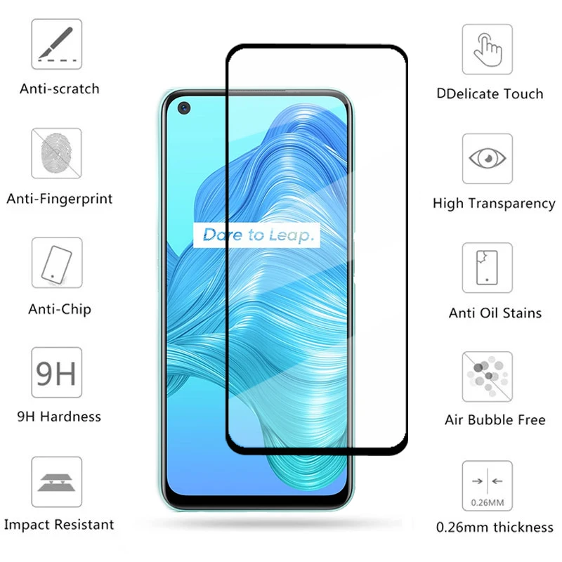 2 piezas de vidrio Protector de pantalla para Realme 8 Pro, vidrio templado para Realme 8, 7, 6 Pro, 8i-1