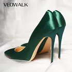 Veowalk брендовые шелковые сексуальные женские туфли на высоком каблуке элегантные женские вечерние туфли-лодочки с острым носком женские удобные классические туфли под заказ принимаются