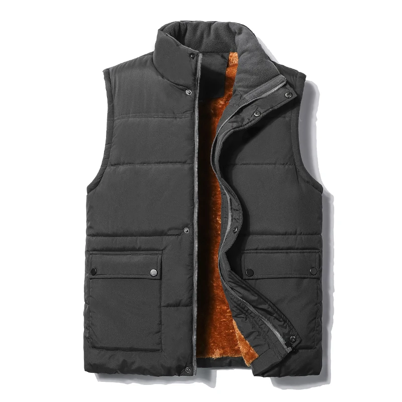 

Newest 2021 Autumn Winter Men Coat Warm Sleeveless Jacket Casual Men Vest Coat Fleece Gray Thermal Plus Size 5XL Men's Clothing